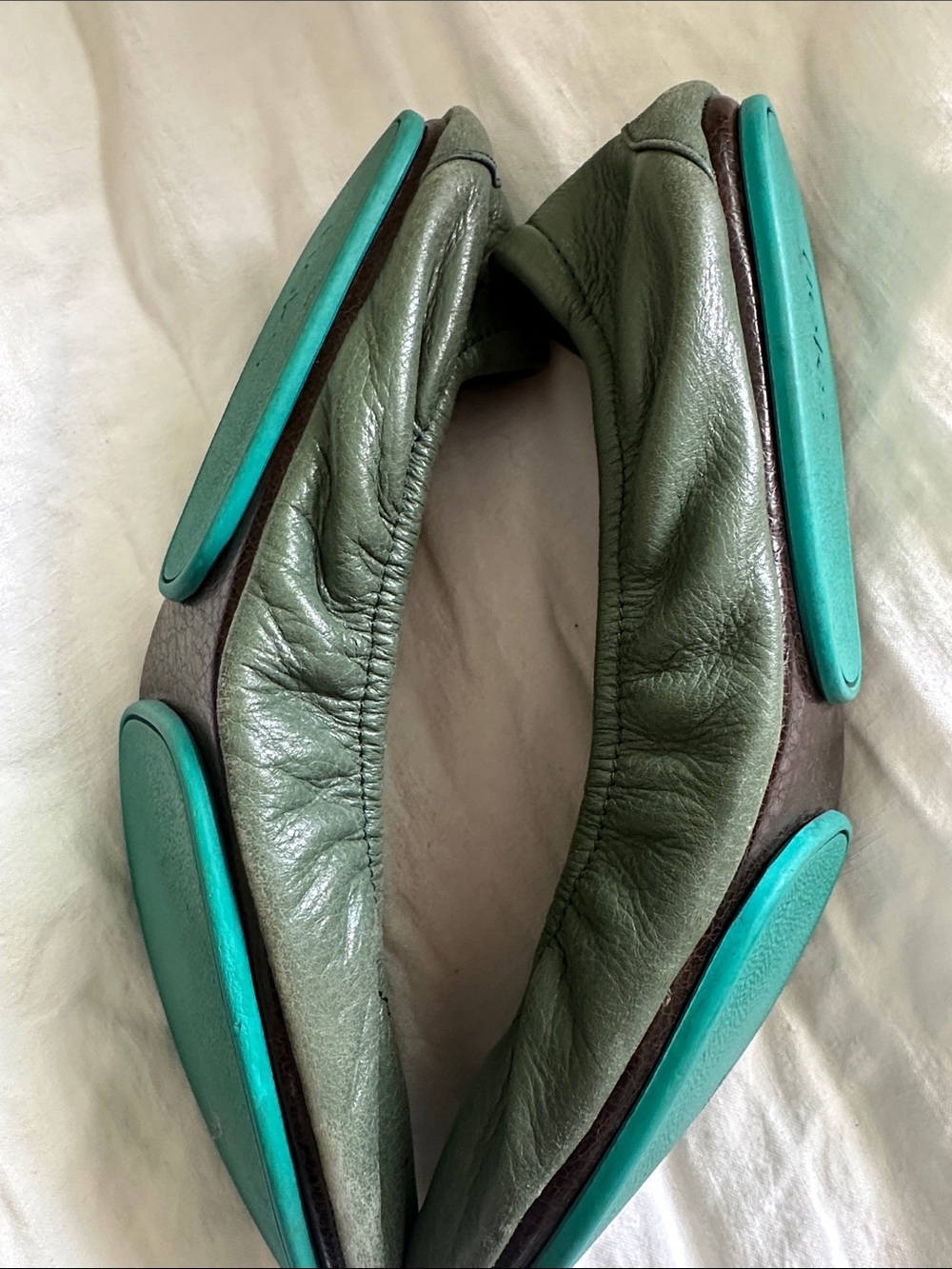 Tieks Green Leather Ballet Flats size 10 - Picture 6 of 8